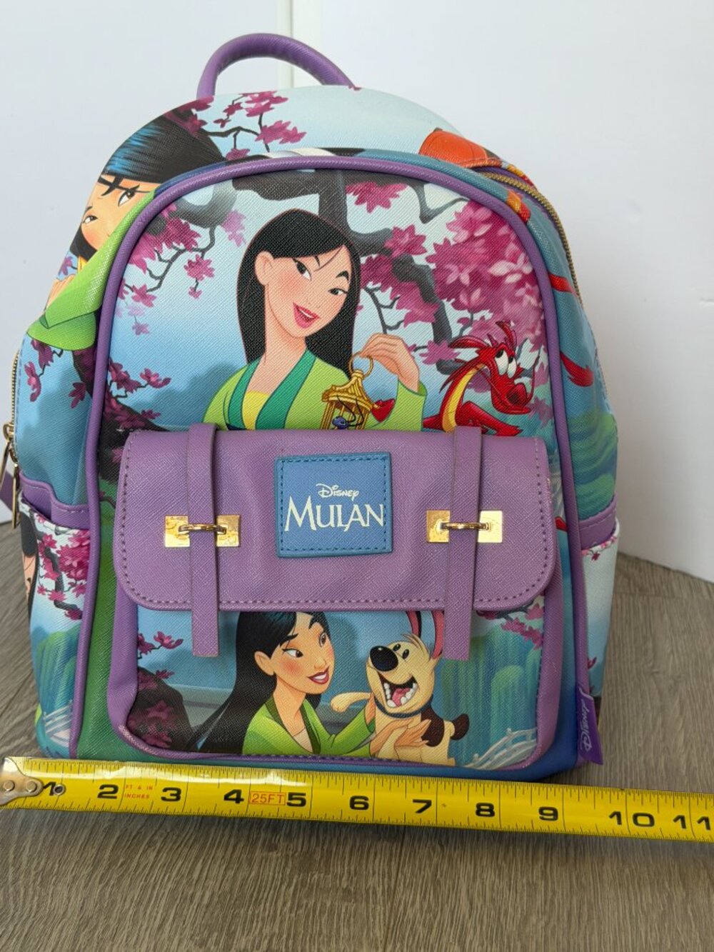 Disney Princess Mulan Mini Backpack Purple Faux Leather Book Bag 2020 11" - Picture 11 of 12